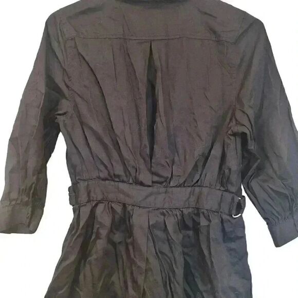 BCBGENERATION Women's Black Cotton Button Down Shirt w Belt - Picture 7 of 9